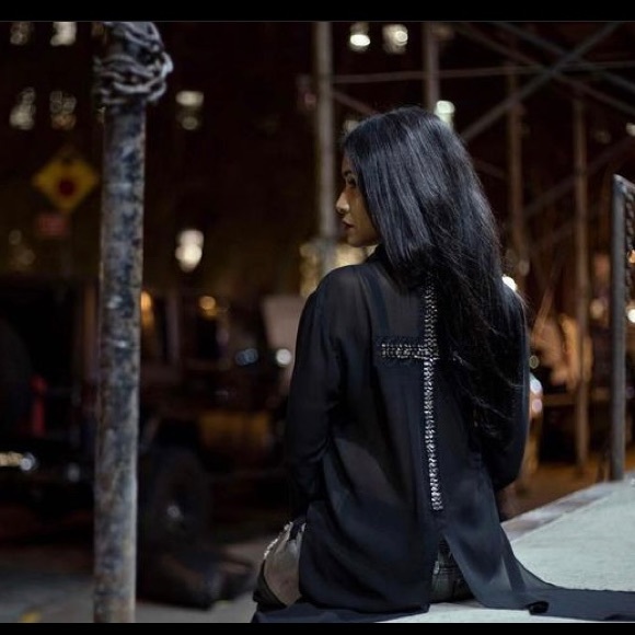 Love Culture Tops - Love Culture sheer black top studded cross on back